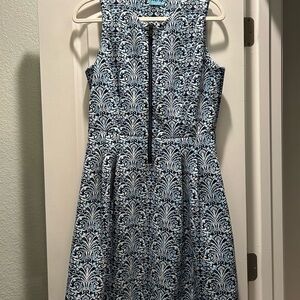 Chic Blue and White Sleeveless Dress